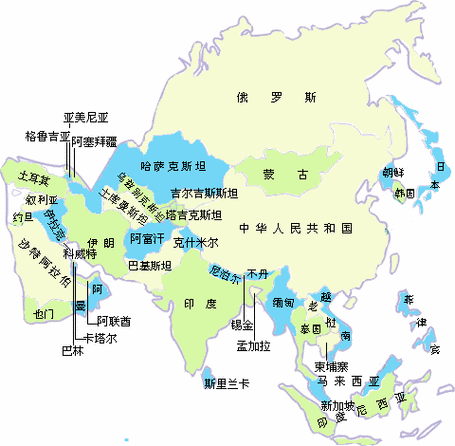 亚洲地图全图高清版