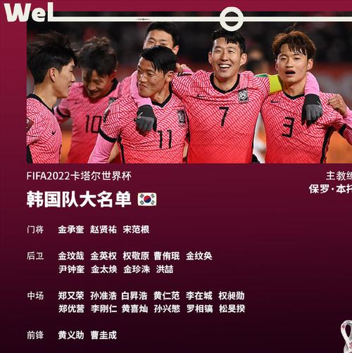 韩国世界杯26人大名单